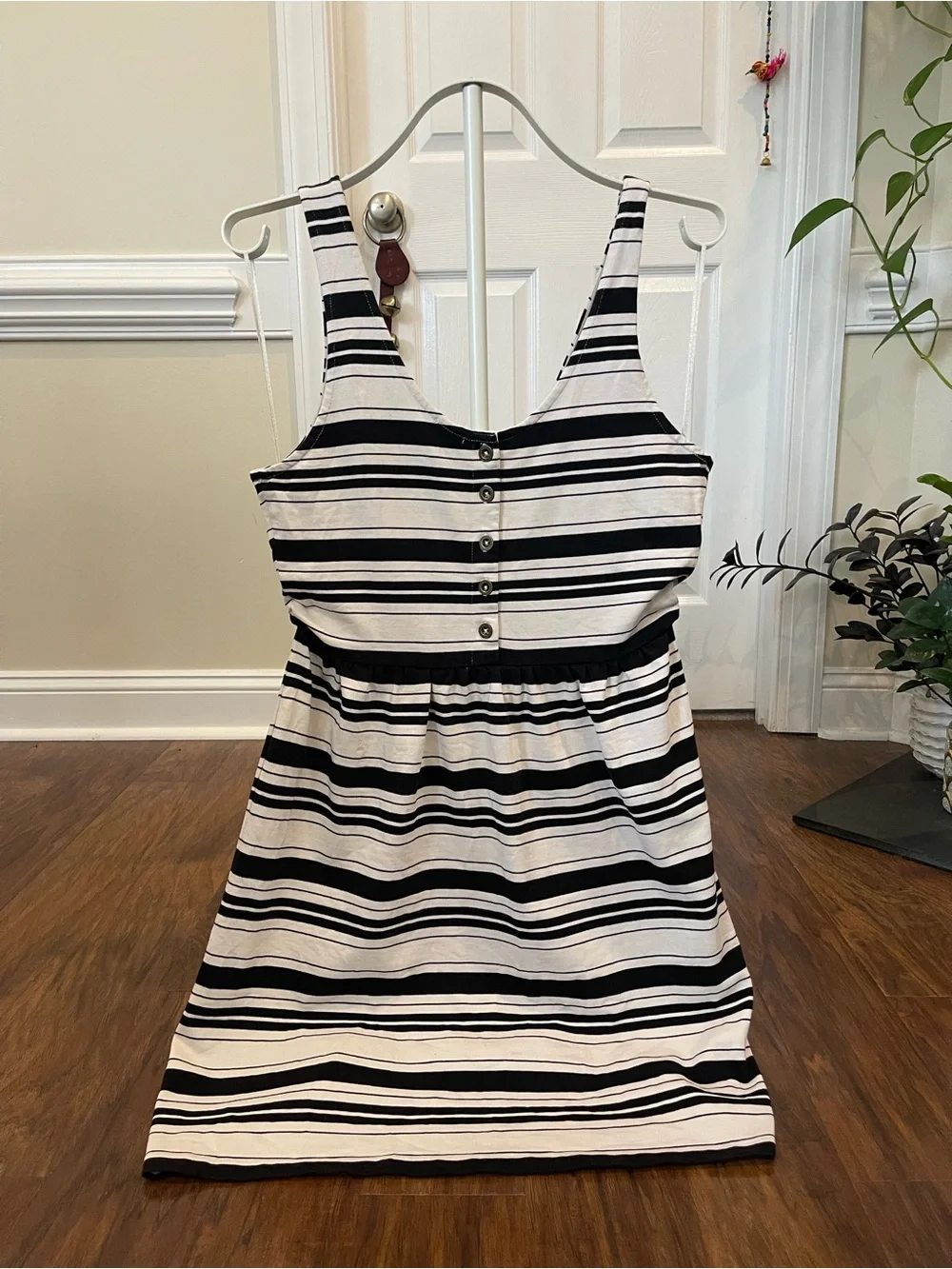 J. Crew Villa Dress – Black & White Striped – Sleeveless – Size Medium